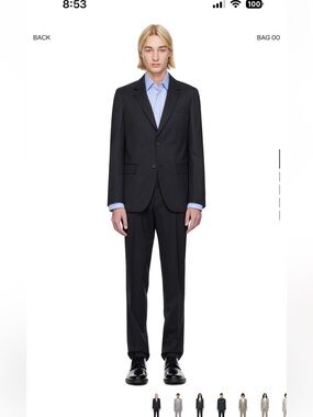 Men’s BOSS Navy Striped Suit Size IT 54